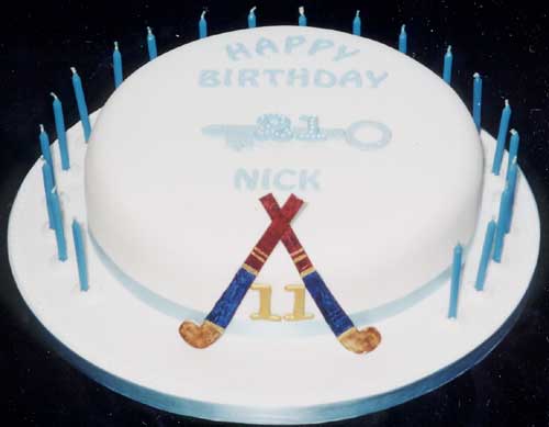 A 21st cake for a hockey player.